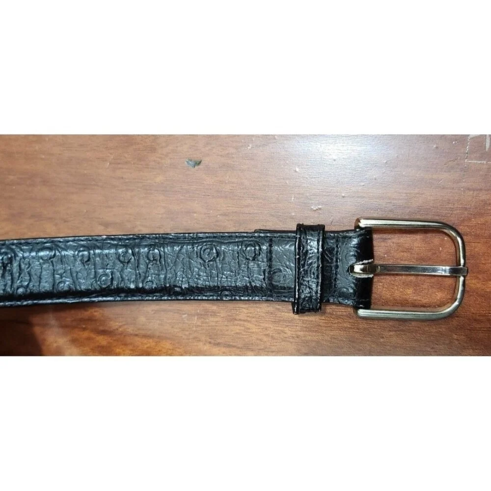 Genuine Full Quill Ostrich Black Leather Belt